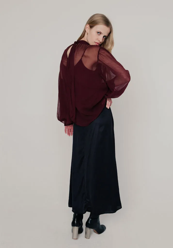 Molly Turtle Neck Blouse In Burgundy