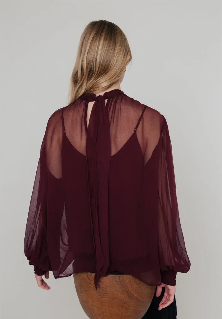 Molly Turtle Neck Blouse In Burgundy