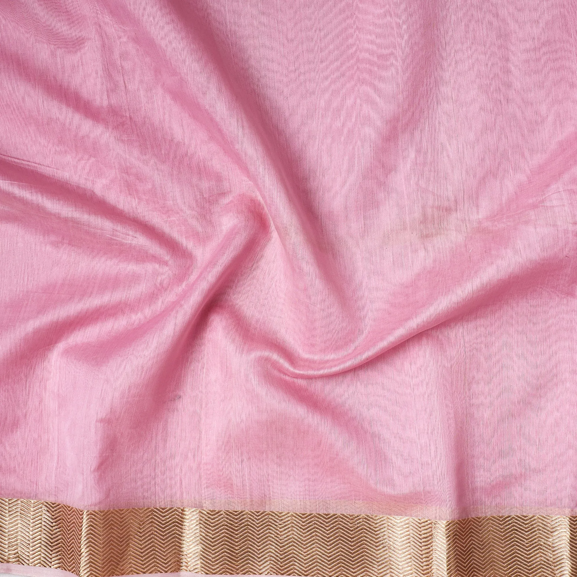 Pink - Traditional Chanderi Silk Handloom Precut Fabric