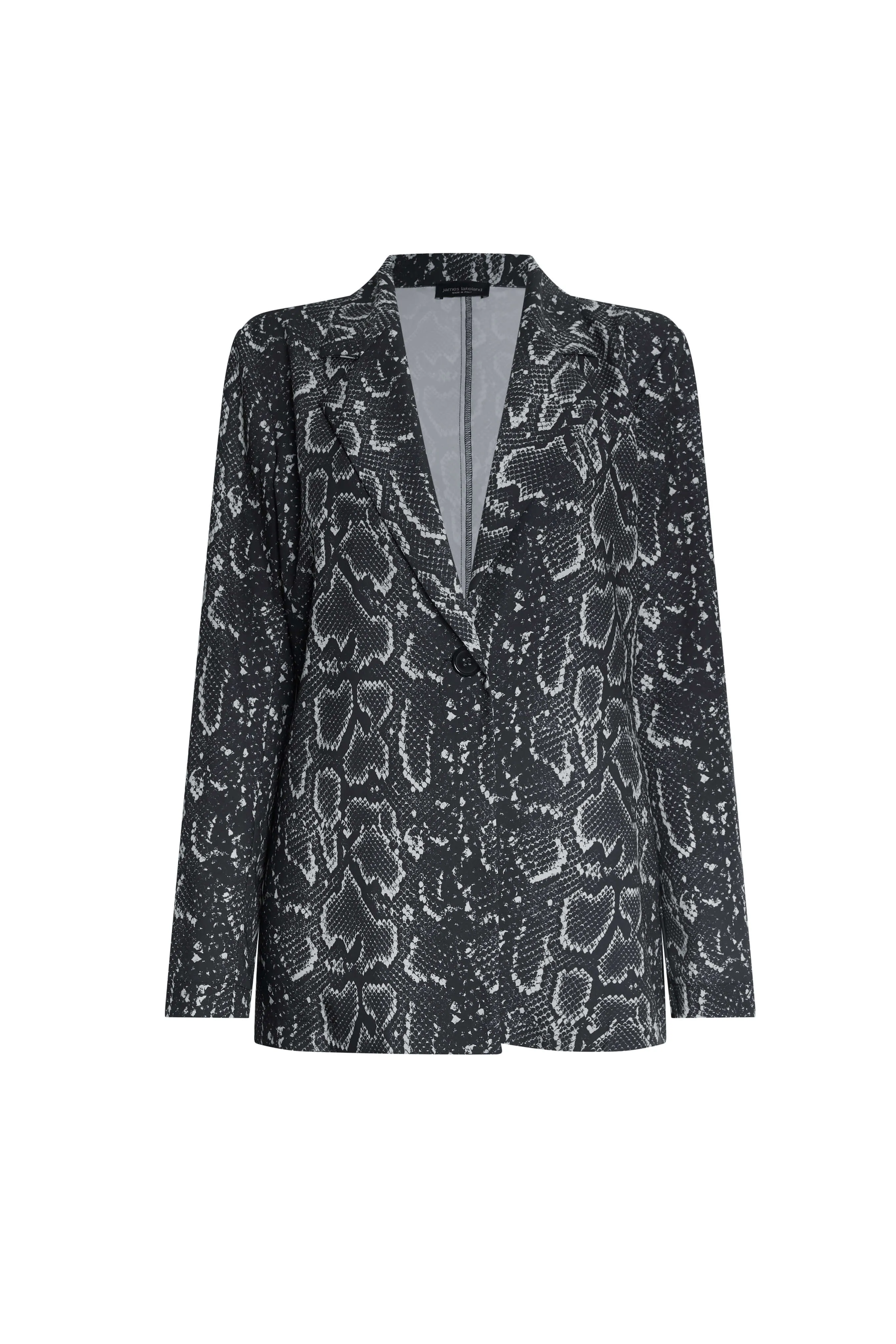 Python Print Blazer Black-Beige