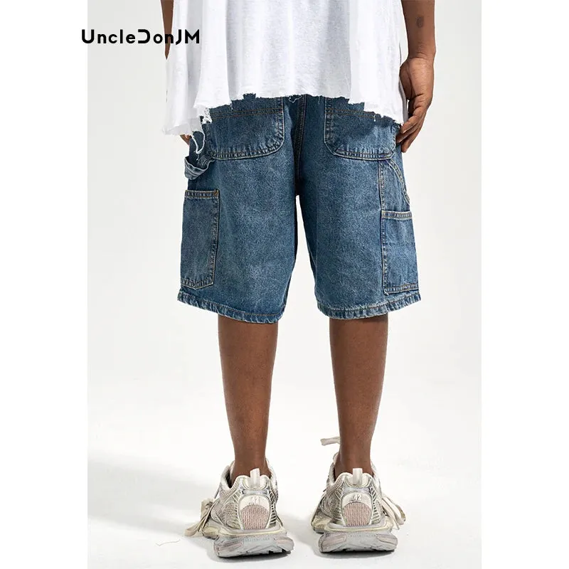 Retro Blue Washed Jorts Denim Shorts - Japanese Streetwear