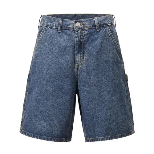 Retro Blue Washed Jorts Denim Shorts - Japanese Streetwear