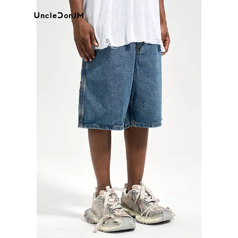 Retro Blue Washed Jorts Denim Shorts - Japanese Streetwear