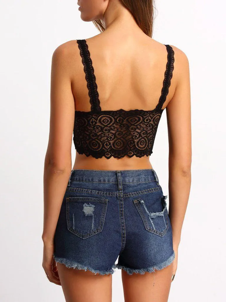 Scallop Wide Strap Lace Bralette