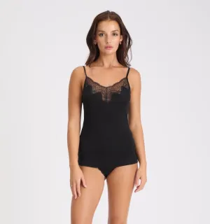 Silk Jersey Lace Camisole Black