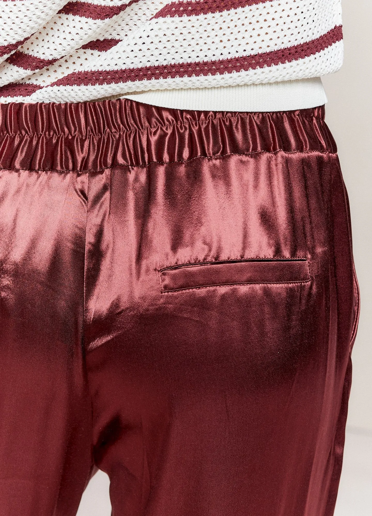 Summum Woman Straight Leg Satin Trouser - Red Grape