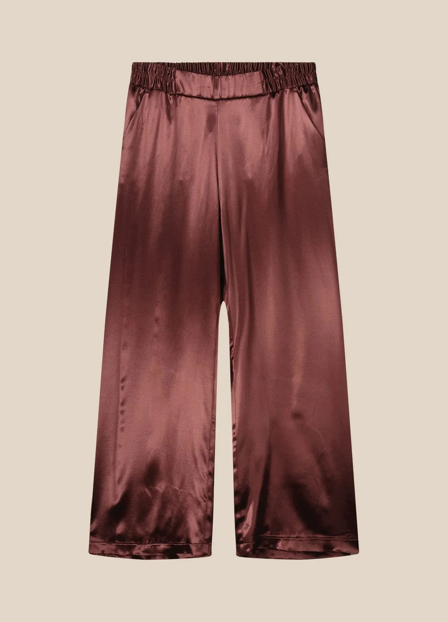 Summum Woman Straight Leg Satin Trouser - Red Grape