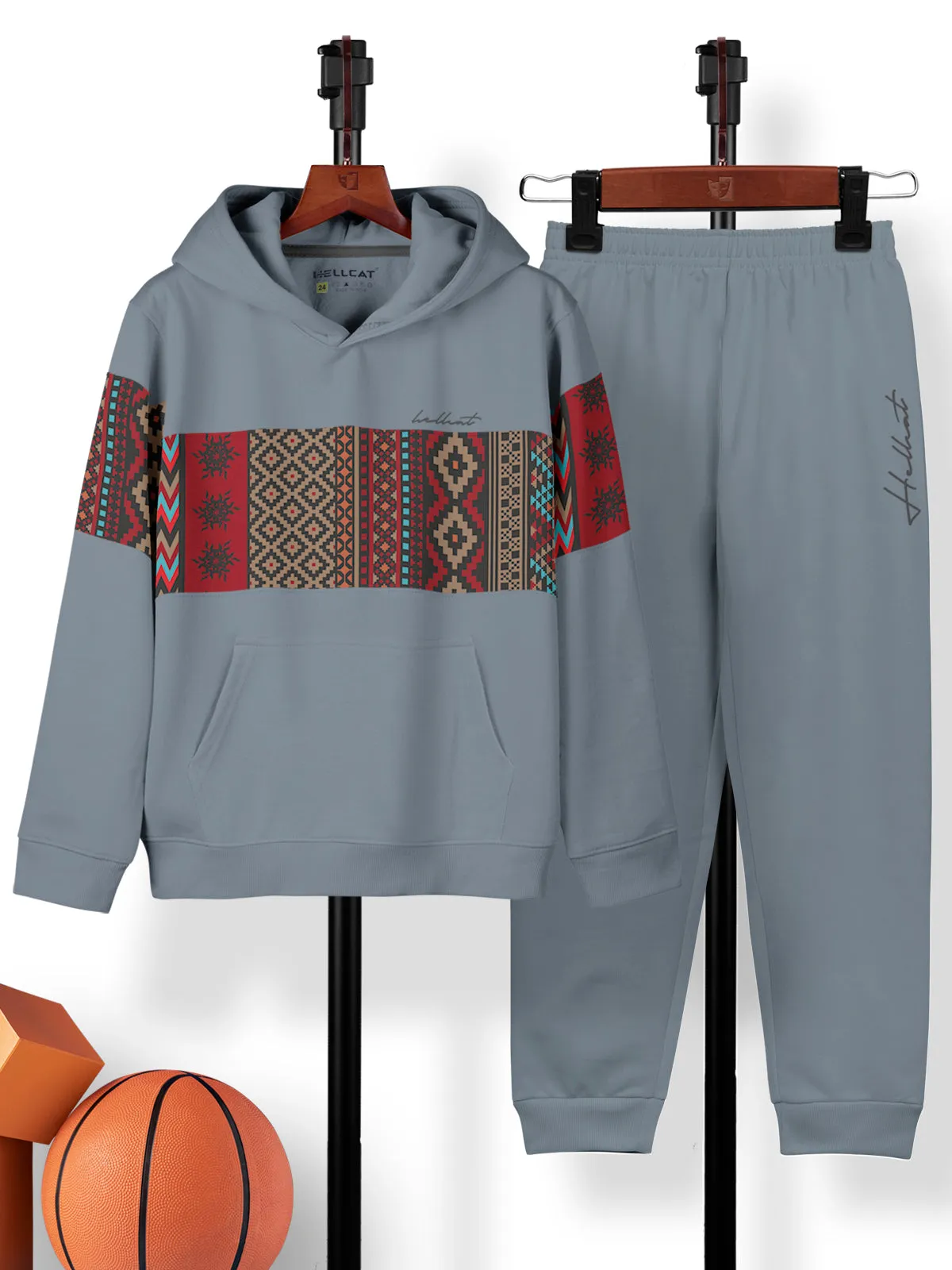 Trendy Printed Cotton Blend Hoodie T-shirt Jogger Trackpant Clothing Set for Girls