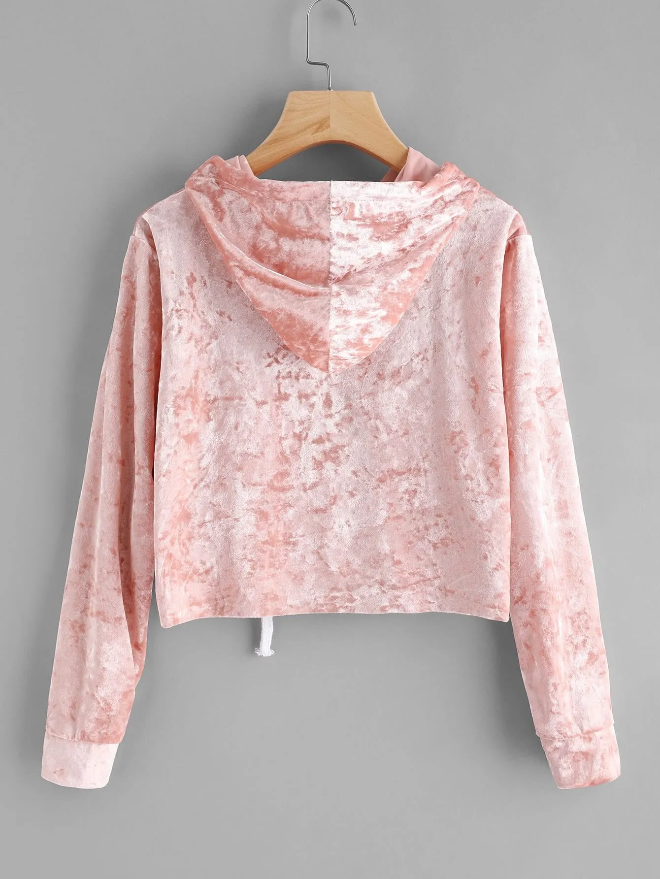 Trendy Velvet crop hoodie sweatshirt