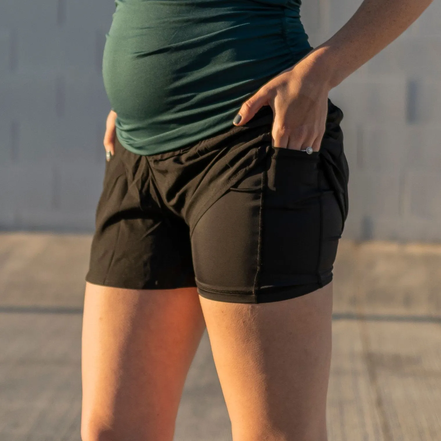 Under Panel Maternity Shorts - Black