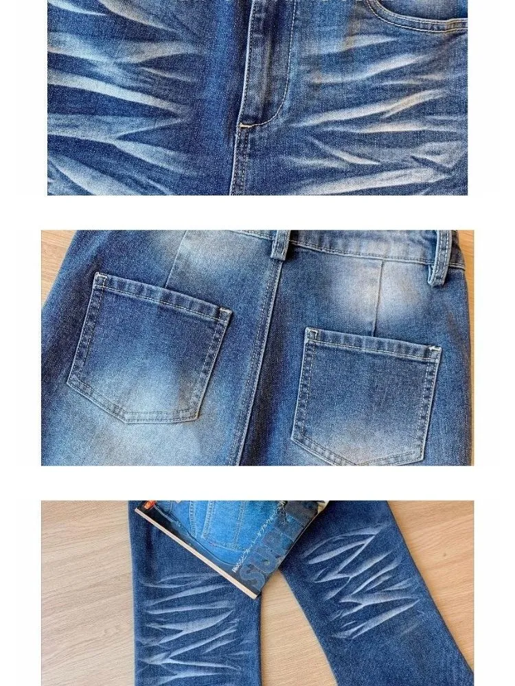 Washed color retro design jeans【s0000003390】