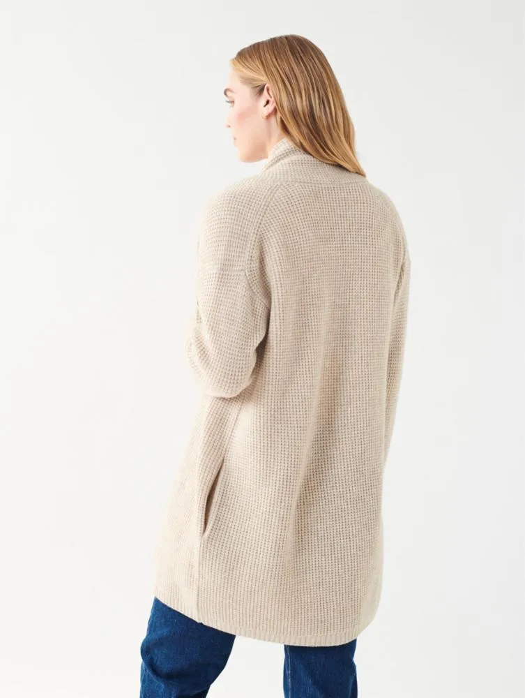 White   Warren - Cashmere Blend Waffle Coatigan in Sand Heather