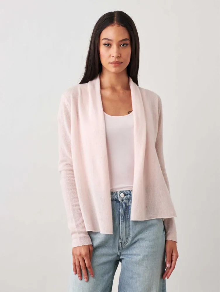 White   Warren - Cashmere Mini Trapeze Cardigan in Pink Sand