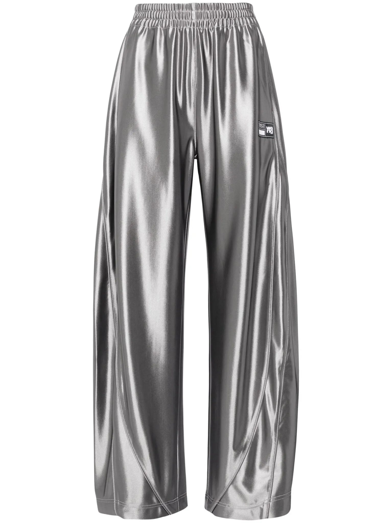 wide-leg metallic trousers