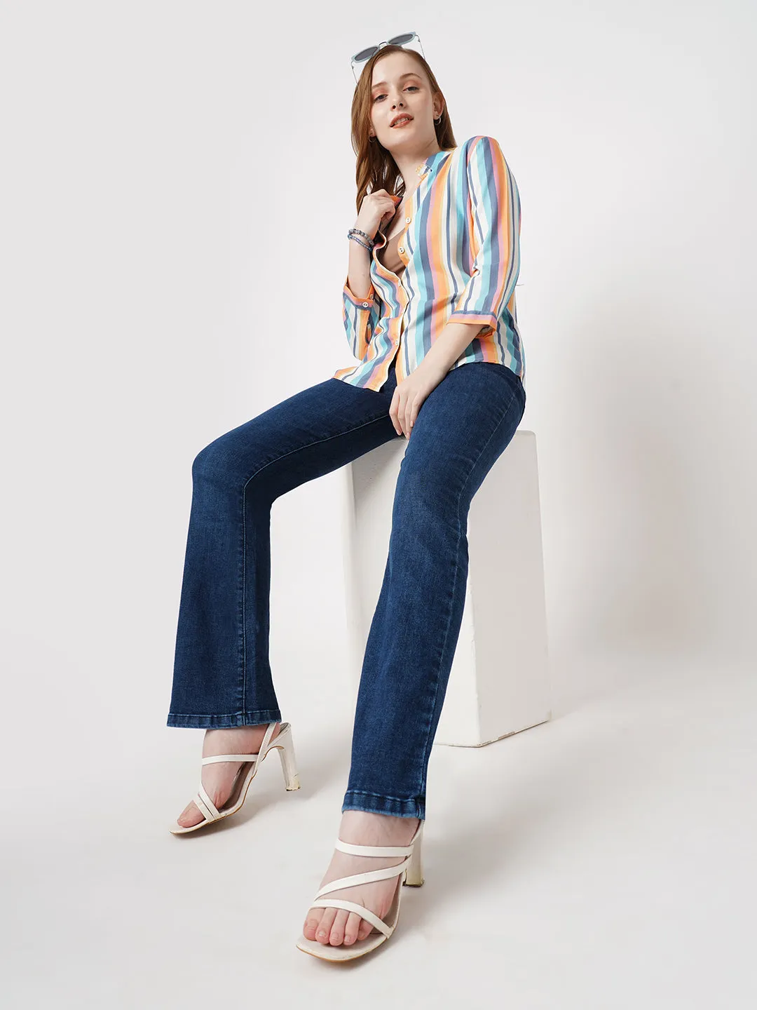 Women High Rise MINI FLARE Jeans