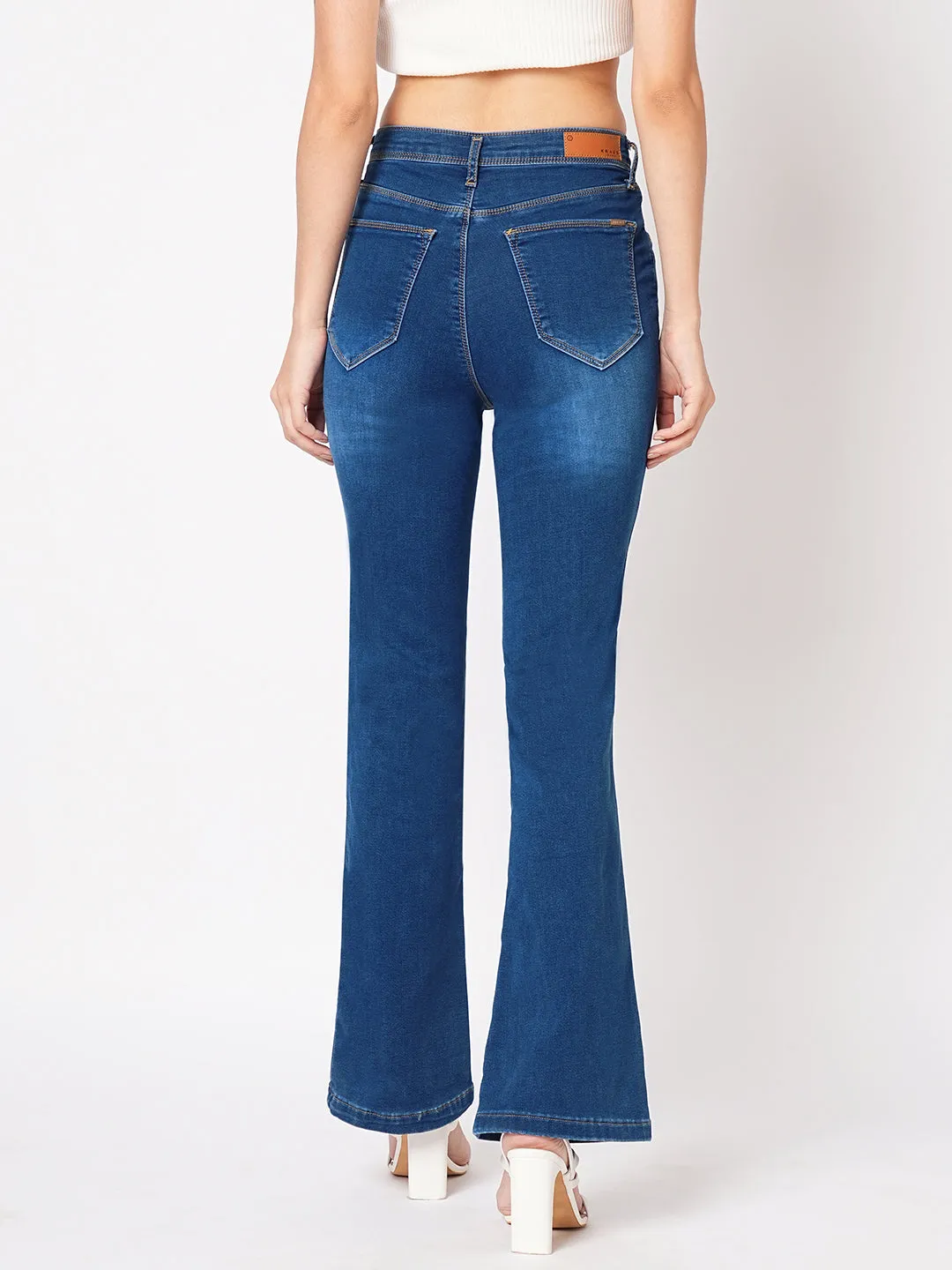 Women High-Rise Mini Flare Jeans